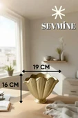 SEVMİNE İskandinav Bohem Tarzı Parlak Gold  Altın Istiridye Vazo Zarif Beton Dekor thumbnail 2