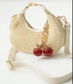 Lisbond Elegance Hasır Krem Charm Hediyeli Kadın El Ve Omuz Çantası - 3