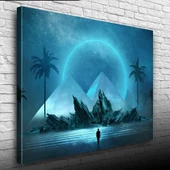 Geleceğin Gece Betimlenmesi , Mavi Tonlarda Kanvas Tablo 50 x 70 - 1