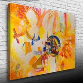 Soyut, Sarı Tonlarda Ormanda Kamp, Kanvas Tablo 50 x 70 - 3