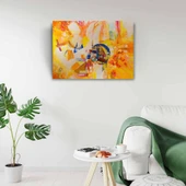 Soyut, Sarı Tonlarda Ormanda Kamp, Kanvas Tablo 50 x 70 - 2