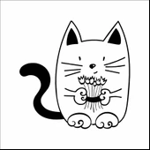 Elinde Çiçekli Kedi Sticker thumbnail 1