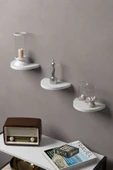 Duvar Rafı Dekoratif 3 Adet Çiçeklik Oval Beyaz - 2
