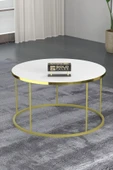 ORTA SEHPA VE ZİGON SEHPA TERRA SET GOLD BEYAZ - 4