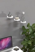 Duvar Rafı Dekoratif 3 Adet Çiçeklik Altıgen Beyaz - 3