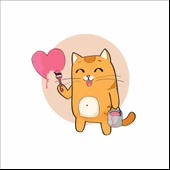 Kalbi Boyayan Kedi Sticker thumbnail 1