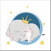 Uyuyan Fil ve Tavşan Sticker thumbnail 1