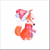 Yılbaşı Sevimli Tilki Sticker thumbnail 1