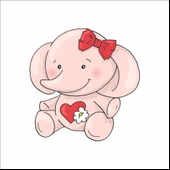 Pembe Sevimli Fil Sticker thumbnail 1