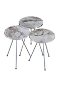 Zigon Sehpa ve Orta Sehpa Elips Gümüş Metal Ayak Gümüş Efes Set - 4