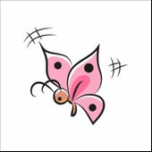 Pembe Çizim Kelebek Sticker - 1