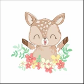 Çiçekli Sevimli Geyik Sticker thumbnail 1