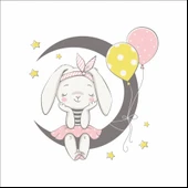 Ay'da Sevimli Tavşan Sticker thumbnail 1
