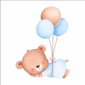 Uyuyan Ayıcık ve Balonlar Duvar Stickerı thumbnail 1