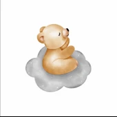 Gri Bulutta Oturan Ayıcık Duvar Stickerı thumbnail 1