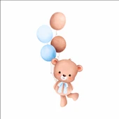 Renkli Balonlu Neşeli Ayıcık Duvar Stickerı - 1