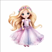 Çiçek Taçlı Mor Prenses Duvar Stickerı thumbnail 1