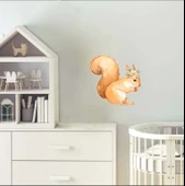 Fındık Yiyen Çiçekli Sincap Duvar Stickerı thumbnail 2