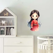 Geleneksel Elbiseli Tatlı Kız Duvar Sticker thumbnail 2