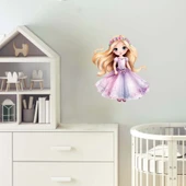 Çiçek Taçlı Mor Prenses Duvar Stickerı thumbnail 2