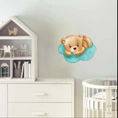 Mavi Bulut Üzerinde Yatan Ayıcık Duvar Stickerı - 2