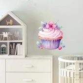 Çiçekli Cupcake Duvar Stickerı thumbnail 2