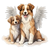 Kanatlı Anne ve Yavru Köpekler Duvar Sticker'ı thumbnail 2