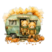 İki Ayıcık ve Kabaklı Karavan Duvar Stickerı - 2