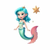 Deniz Kızı ve Deniz Yıldızı Duvar Stickerı - 1