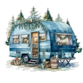 Karlı Çam Ağaçlı Karavan Duvar Stickerı thumbnail 2