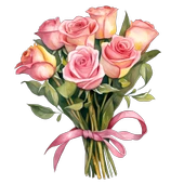 Açık Pembe Gül Buketi Duvar Sticker'ı thumbnail 2