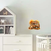 Kahve Molası Veren Ayıcık ve Karavan Duvar Stickerı - 1