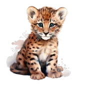 Sevimli Leopar Yavrusu Duvar Stickerı thumbnail 2