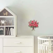 Pembe Tomurcuklu Gül Buketi Duvar Sticker'ı thumbnail 1