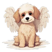 Oturan Kanatlı Krem Rengi Köpek Yavrusu Duvar Stickerı thumbnail 2