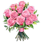 Büyük Pembe Gül Buketi Duvar Sticker'ı thumbnail 2