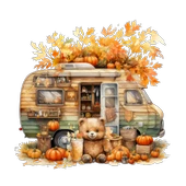 Şirin Ayıcık ve Sonbahar Karavanı Duvar Stickerı thumbnail 2