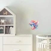 Pembe-Mavi-Mor Beta Balığı Duvar Stickerı - 1
