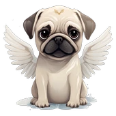 Kanatlı Pug Yavrusu Duvar Stickerı thumbnail 2