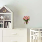 Açık Pembe Gül Buketi Duvar Sticker'ı thumbnail 1