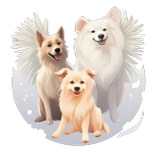 Kanatlı Köpek Ailesi Duvar Sticker'ı - 2