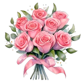 Yapraklı ve Kurdeleli Gül Buketi Duvar Sticker'ı thumbnail 2