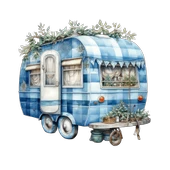 Kareli ve Karlı Karavan Duvar Stickerı thumbnail 2