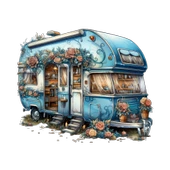 Çiçekli Karavan Duvar Stickerı thumbnail 2