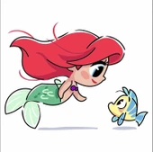 Ariel ve Flounder Masal Dünyası Stickerı - 1