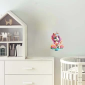 Pembe Yeleli Cupcakeli Unicorn Duvar Sticker'ı thumbnail 1