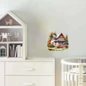 Sonbahar Evi ve Bahçesi Duvar Stickerı thumbnail 1