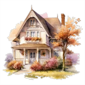 Pembe Çiçekli Sonbahar Ev Duvar Stickerı thumbnail 2