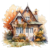 Detaylı Sonbahar Köy Evi Duvar Stickerı thumbnail 2