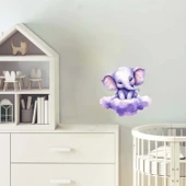 Mor Bulut Üzerinde Oturan Mor Fil Duvar Çıkartması thumbnail 1